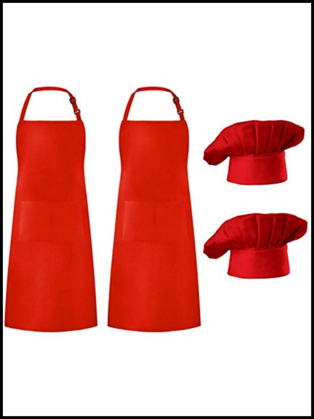 2 Pack Chef Apron Hat Set Adjustable Bib Water Drop Resistant Cooking